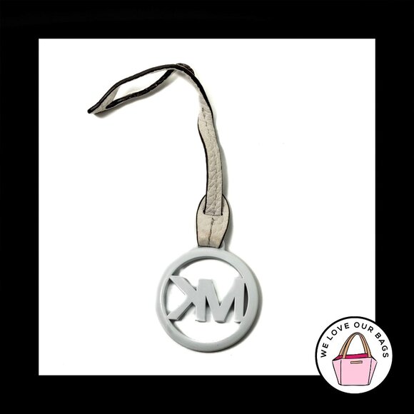 MICHAEL KORS White LEATHER Strap Key Fob Bag Charm Keychain Hang Tag - Picture 2 of 2